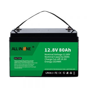 Berun azidoaren ordezko ezagunena Solar RV Marine LiFePO4 12V 80Ah litiozko bateria